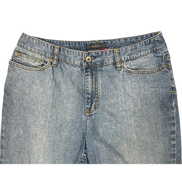 Liz Claiborne Capri Jeans Sz 12 Light Wash Rolled Hem VTG Cotton Denim Retro - Picture 8 of 9
